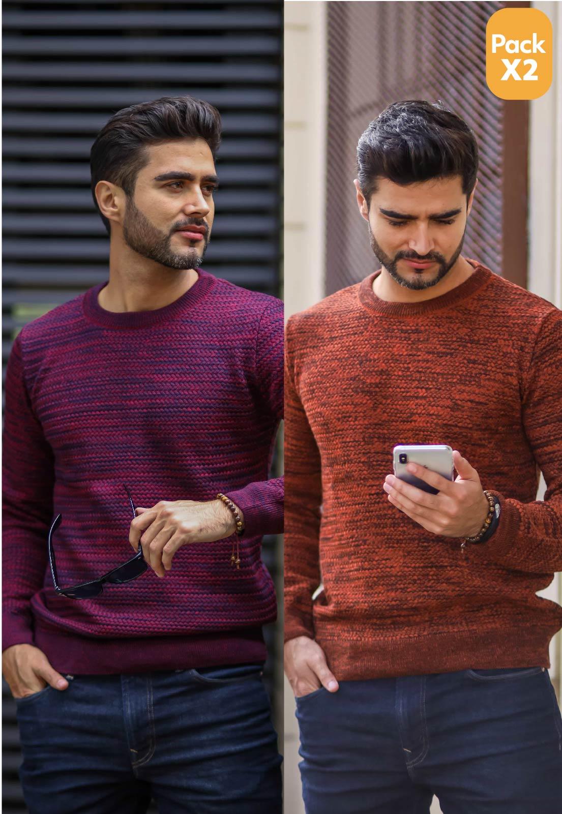 Pack x2 - Buzo Cuello Redondo Tejido Lazo Matizado - Giive