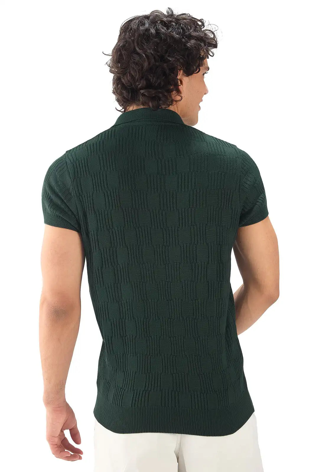 Camisa Polo Cuadro con Cremallera