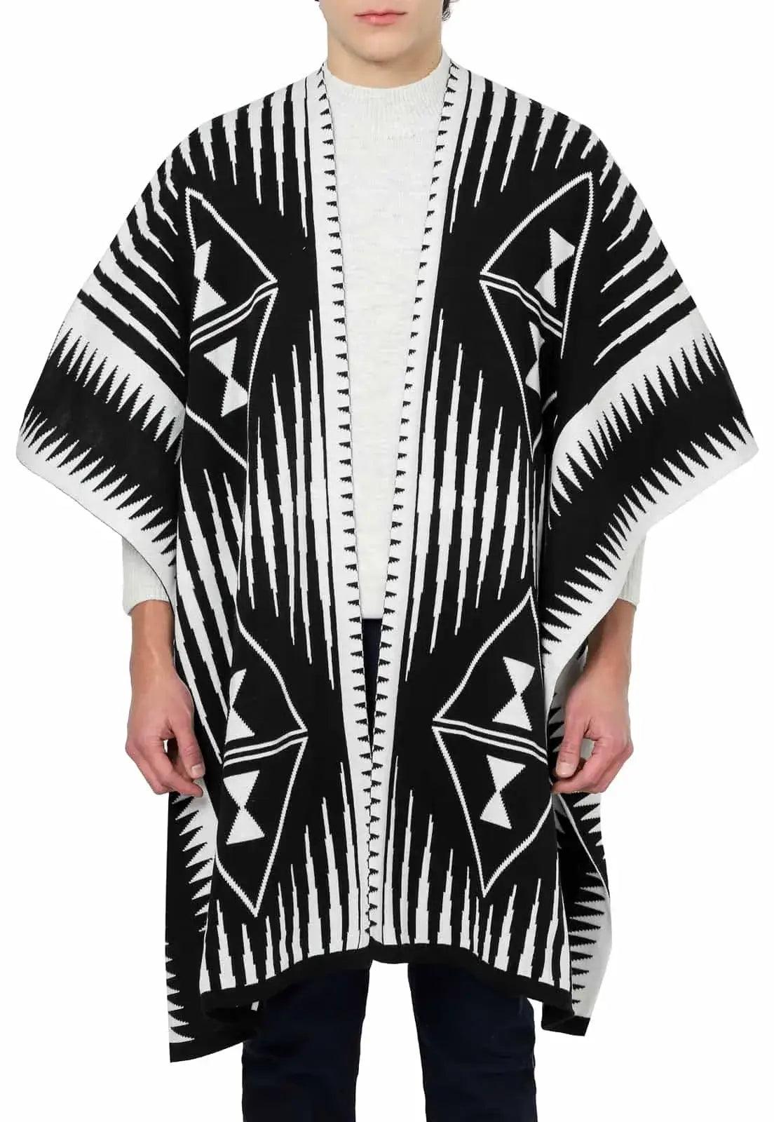 Ruana Larga Etnica 2 Colores Doble Faz - Giive