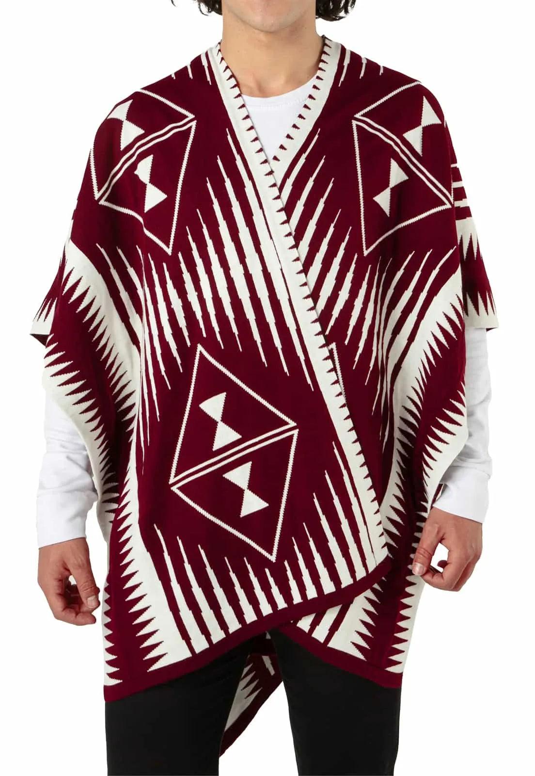 Ruana Larga Etnica 2 Colores Doble Faz - Giive