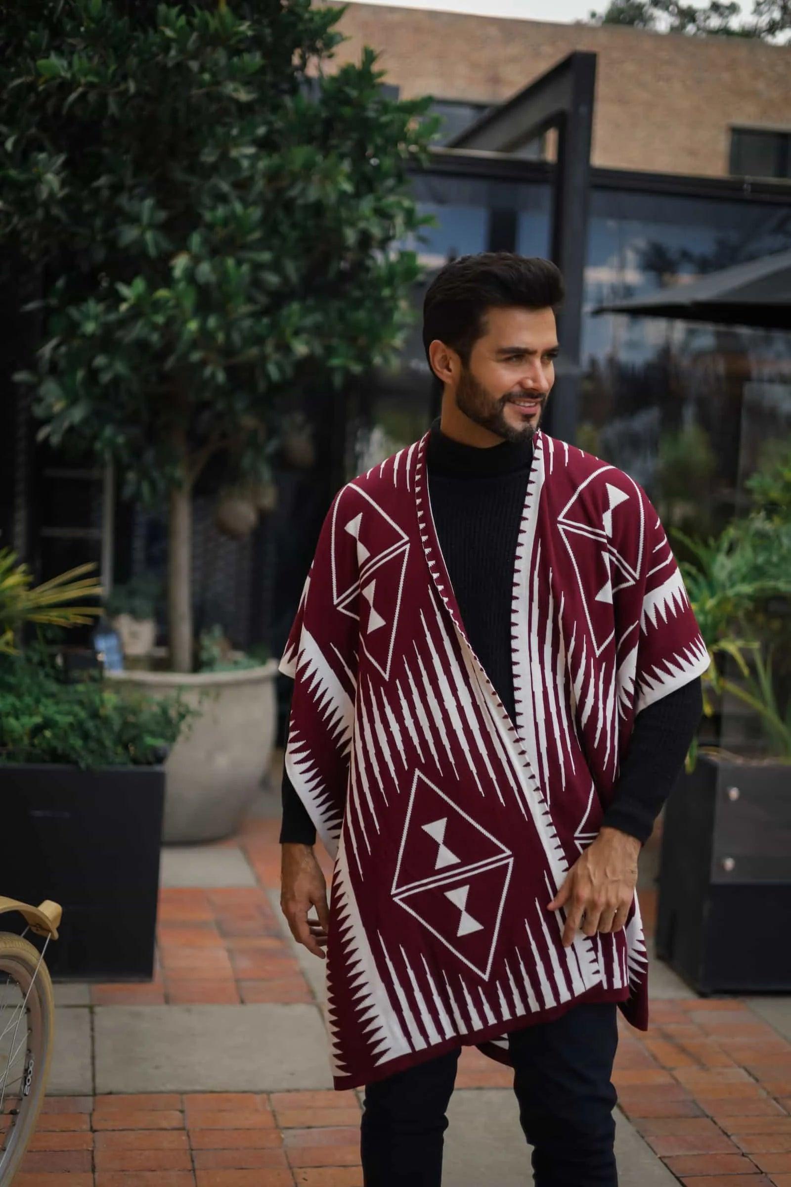 Ruana Larga Etnica 2 Colores Doble Faz - Giive