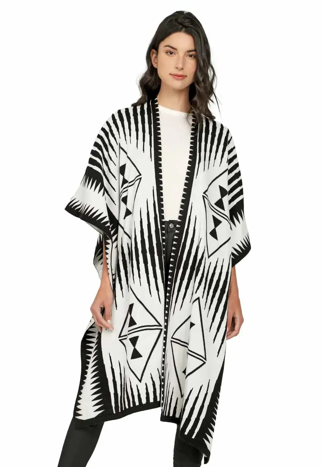 Ruana Larga Etnica 2 Colores Doble Faz - Giive