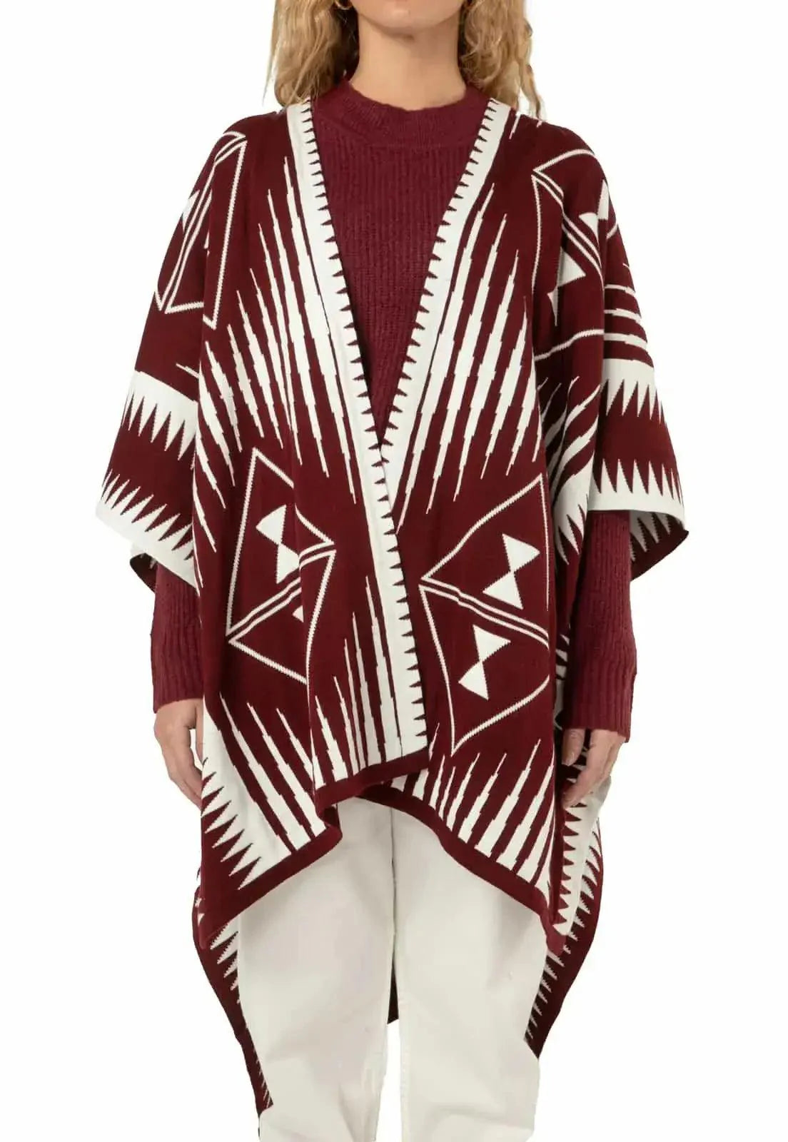 Ruana Larga Etnica 2 Colores Doble Faz - Giive