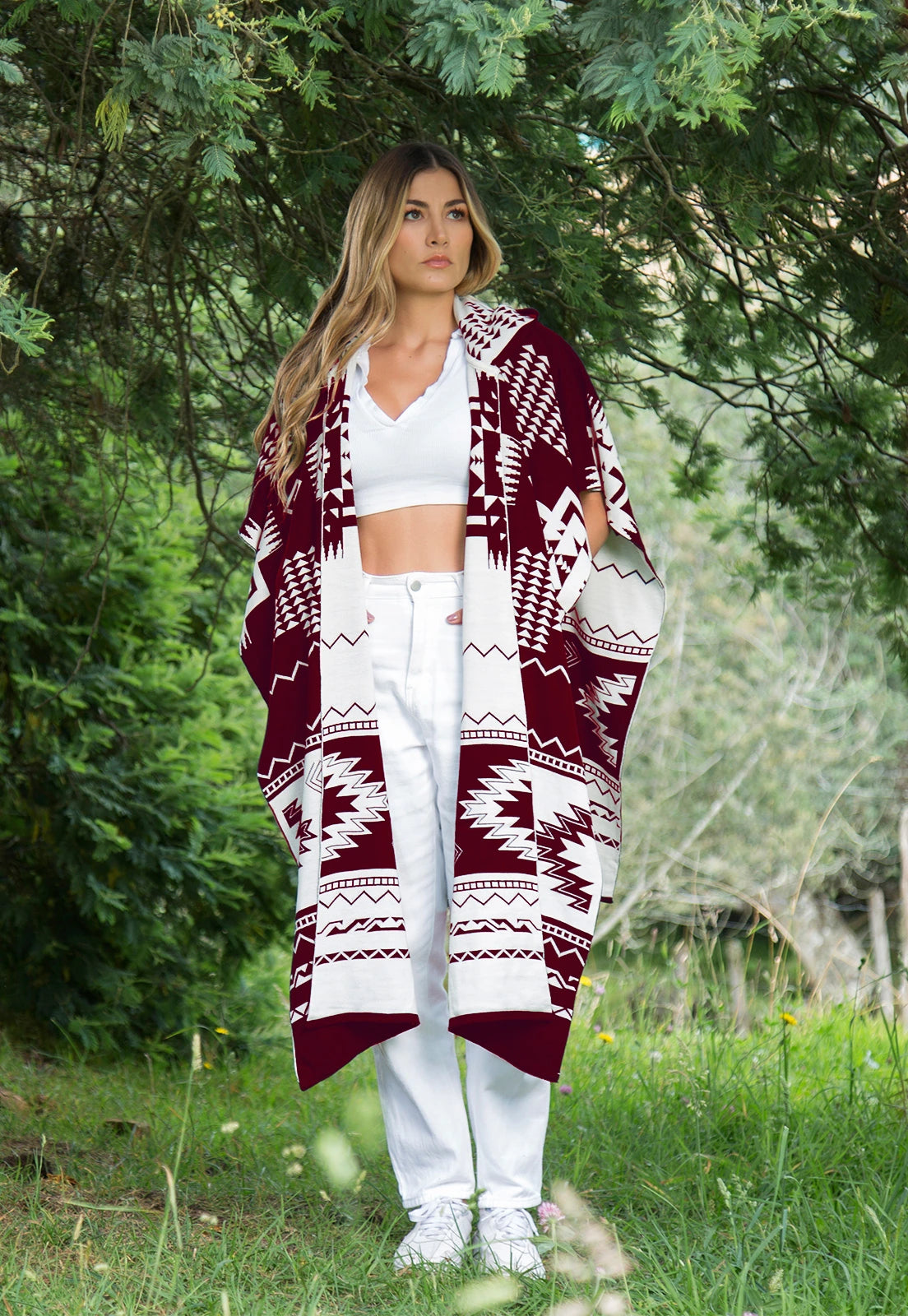 Pack x2 - Ruana Artesanal Capota Pirámides - Giive