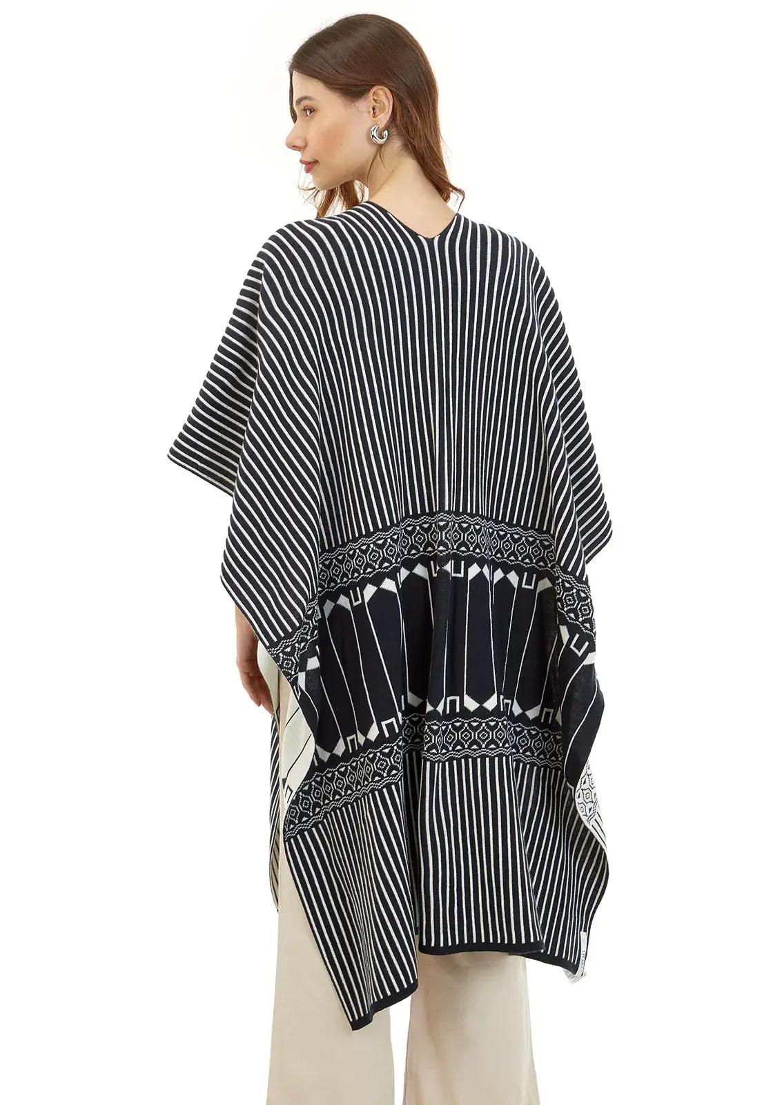 Ruana Rayas Étnica Doble Faz - Giive