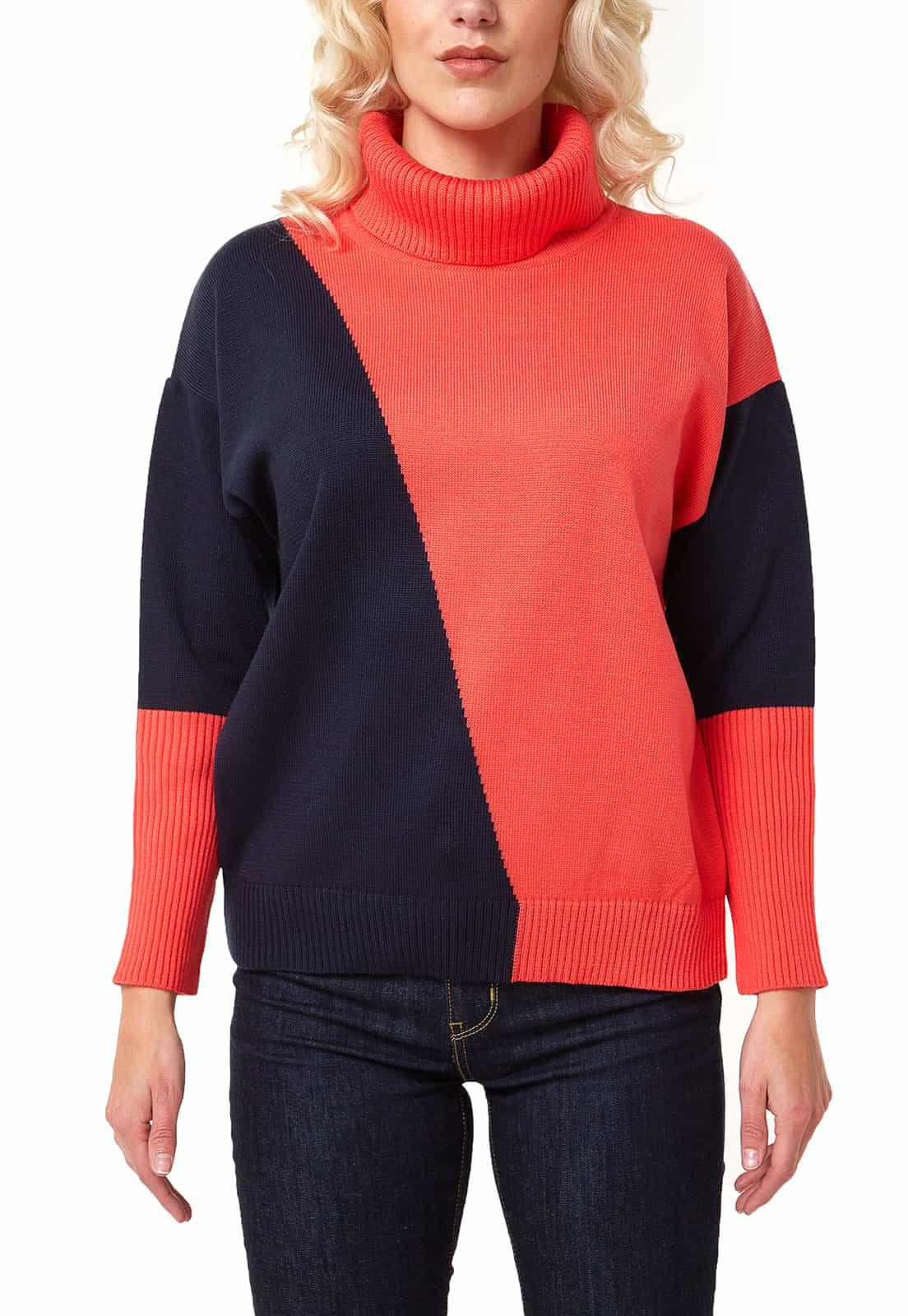Saco intarsia diagonal cuello tortuga - Giive Giive