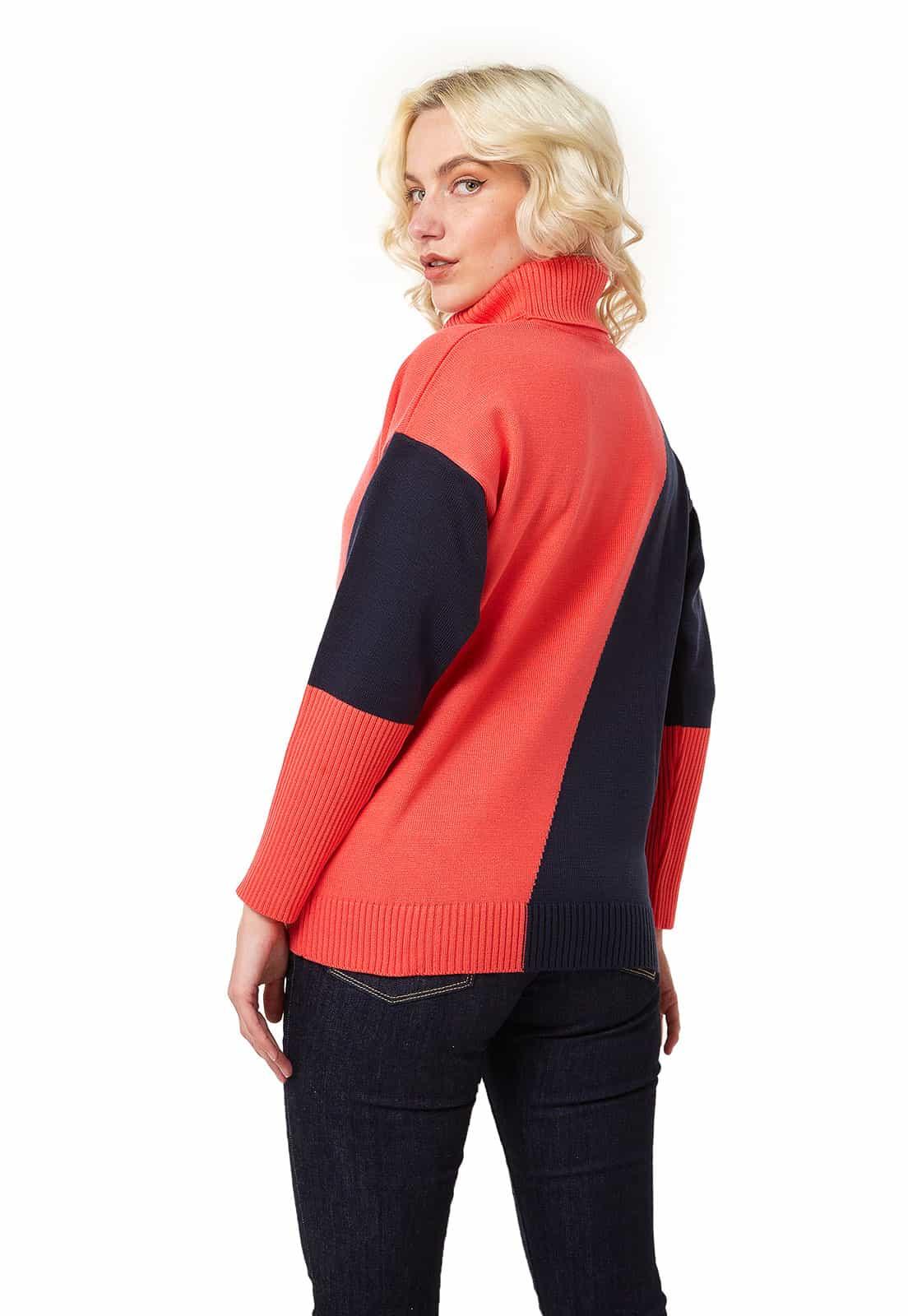Saco intarsia diagonal cuello tortuga - Giive Giive