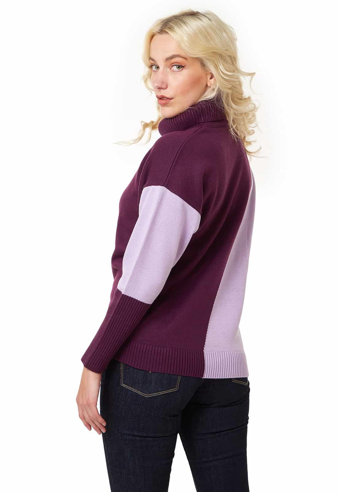 Saco intarsia diagonal cuello tortuga - Giive Giive