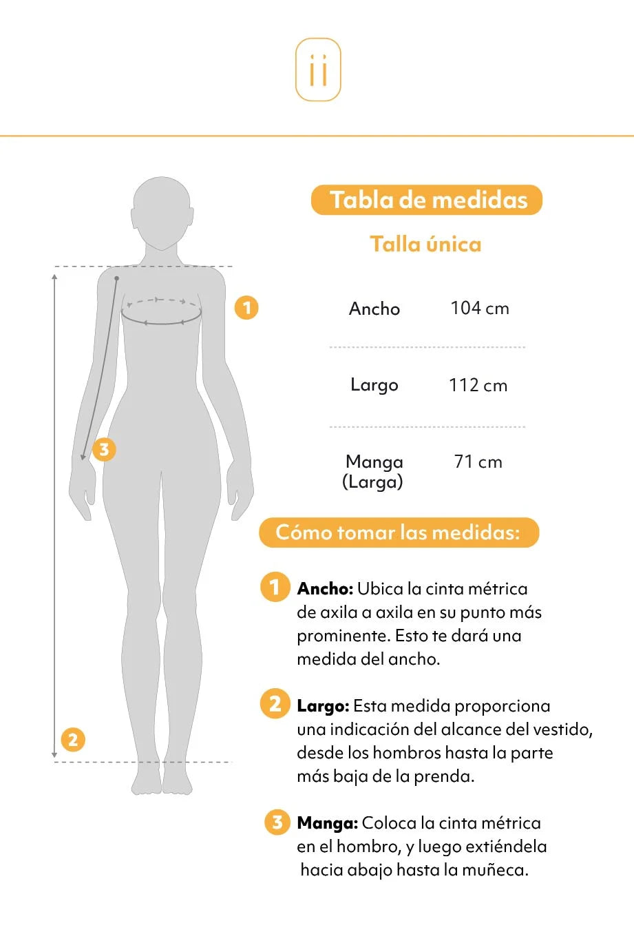 Tabla de tallas vestido
