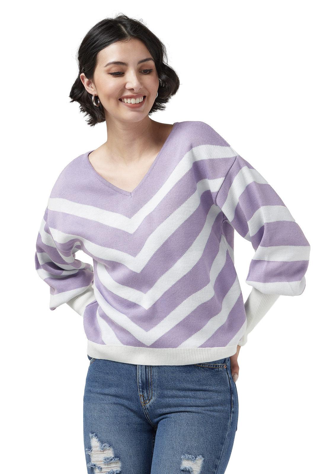 Buzo Jacquard Rayas Diagonales Cuello V - Giive Giive