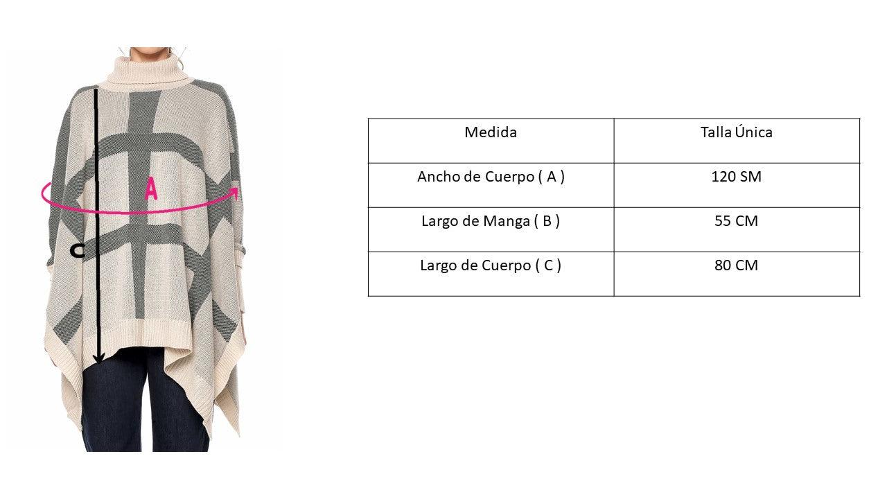 Ruana Rayas Verticales y Horizontales Cuello Alto - Prendas de vestir - Giive Giive