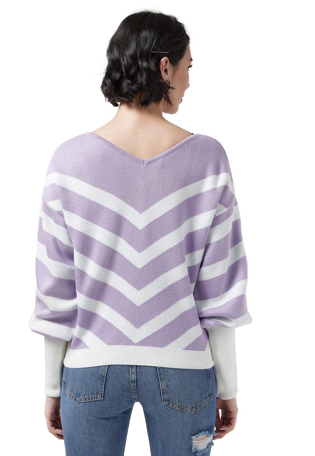 Buzo Jacquard Rayas Diagonales Cuello V - Giive Giive