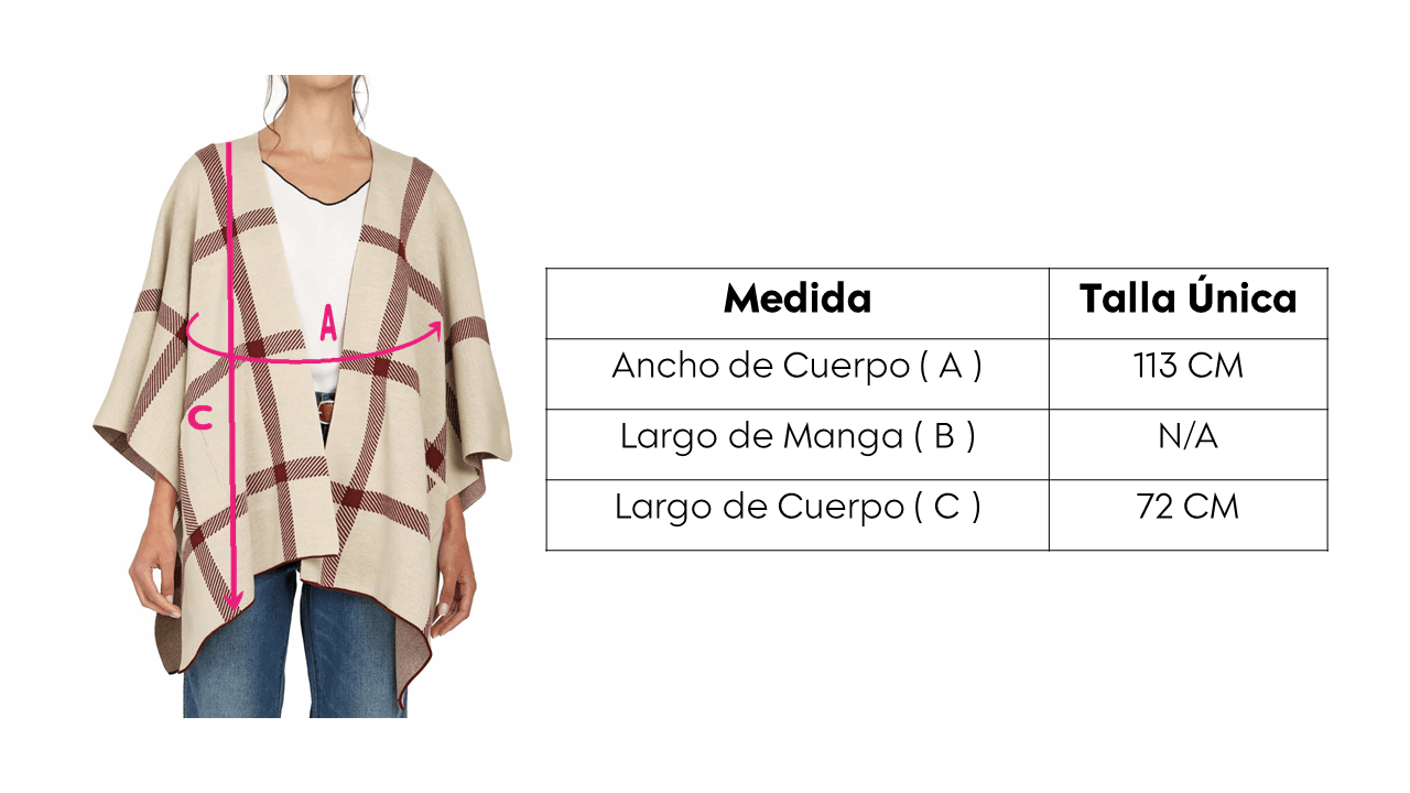Ruana Abierta Rayas Verticales y Horizontales - Prendas de vestir - Giive Giive