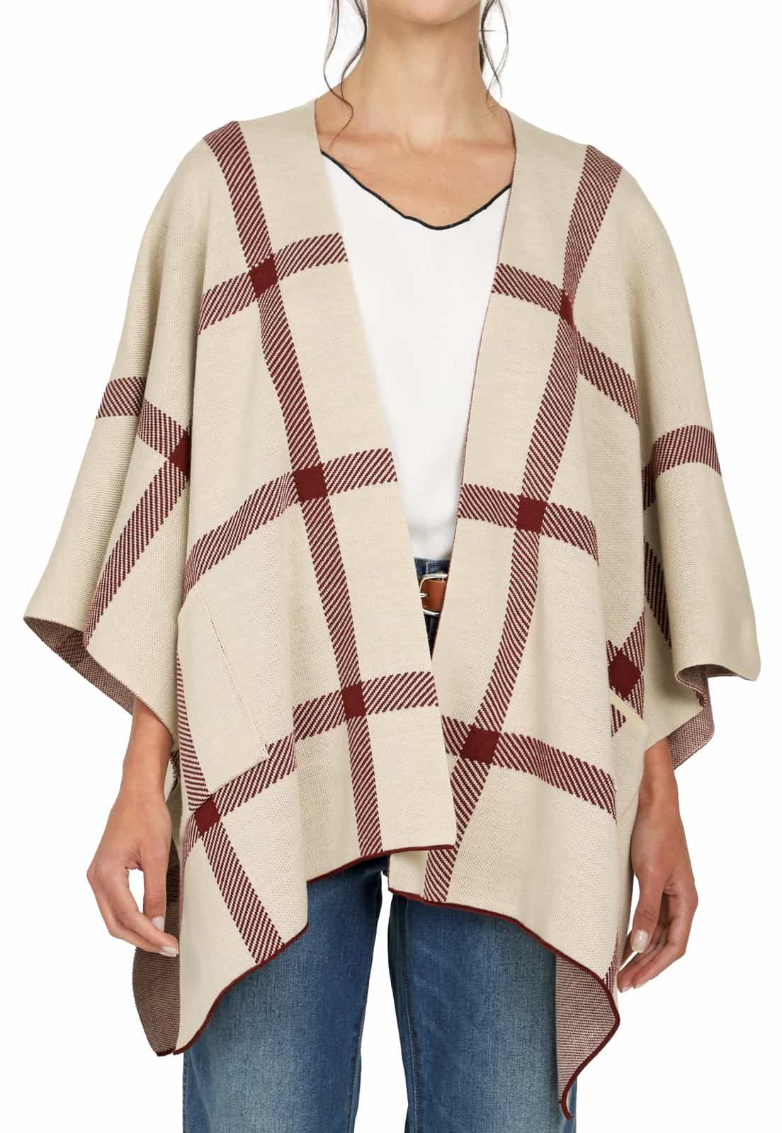 Ruana Abierta Rayas Verticales y Horizontales - Prendas de vestir - Giive Giive