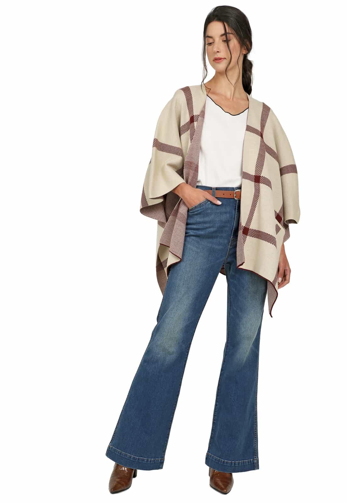 Ruana Abierta Rayas Verticales y Horizontales - Prendas de vestir - Giive Giive
