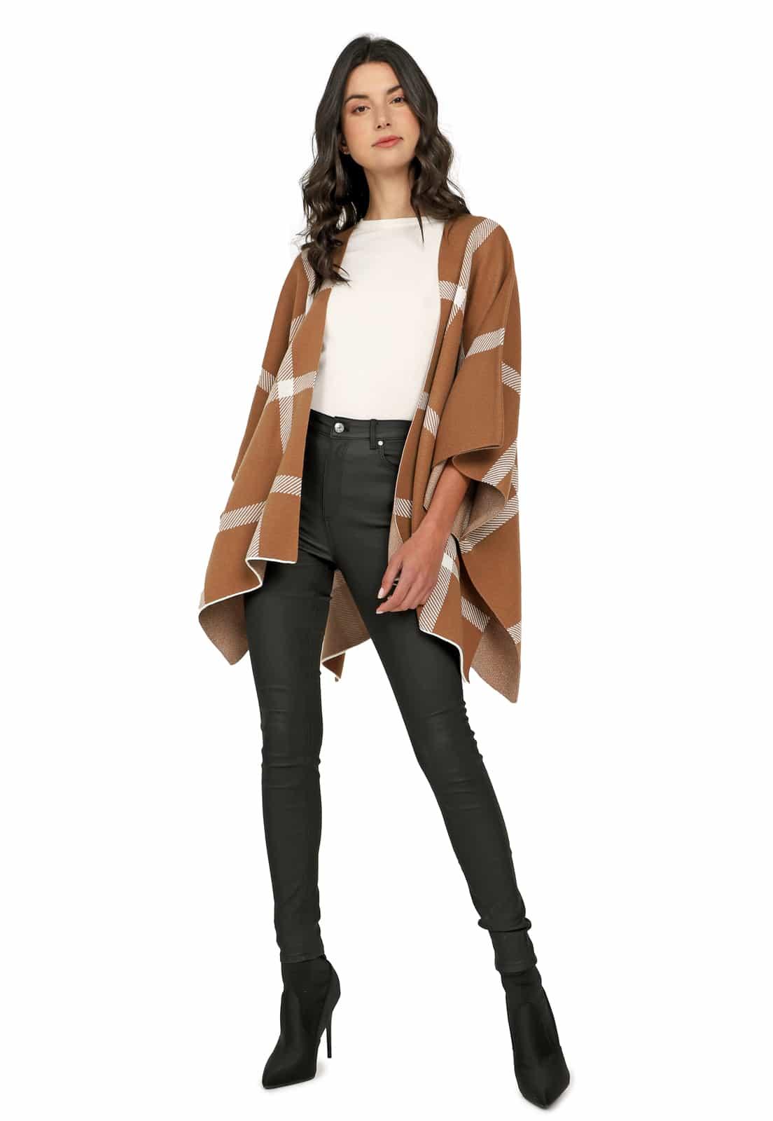 Ruana Abierta Rayas Verticales y Horizontales - Prendas de vestir - Giive Giive