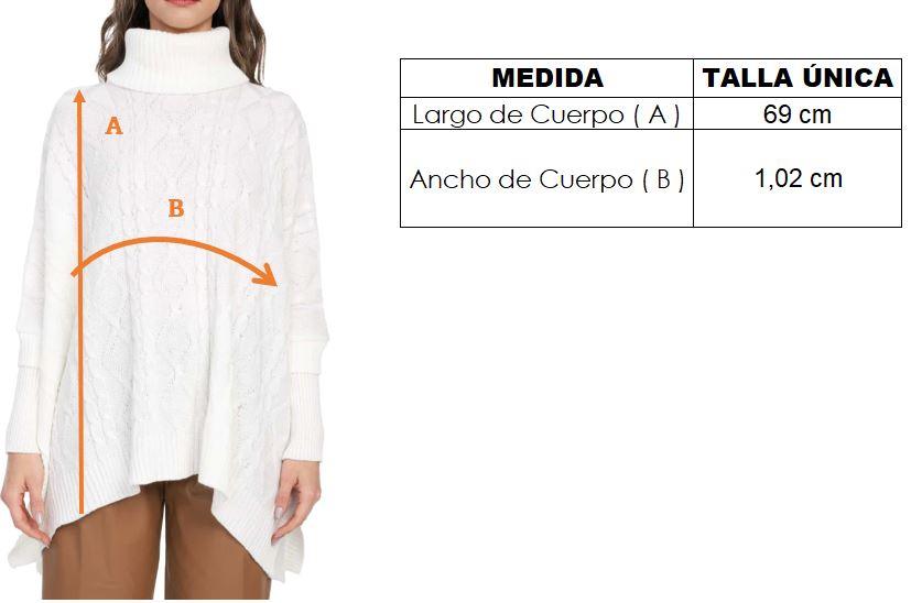 Ruana Mangas Trenza Rombos Cuello Tortuga - Prendas de vestir - Giive Giive