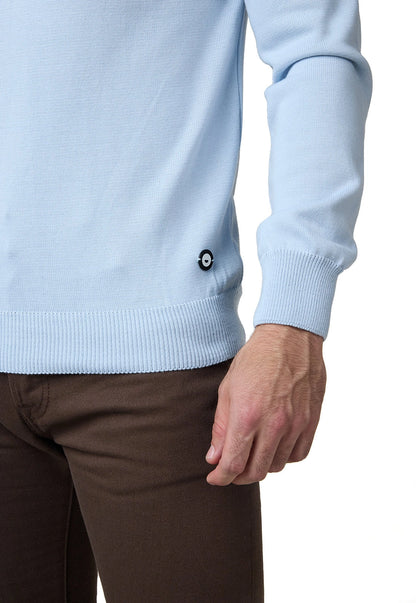 Buzo Robert de Giive: saco en tejido delgado con cuello redondo, diseño espina de pescado y ribete acanalado en puños y parte baja.