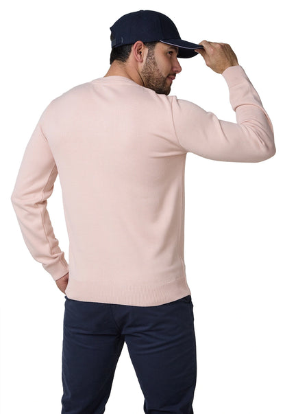 Buzo Robert de Giive: saco en tejido delgado con cuello redondo, diseño espina de pescado y ribete acanalado en puños y parte baja.