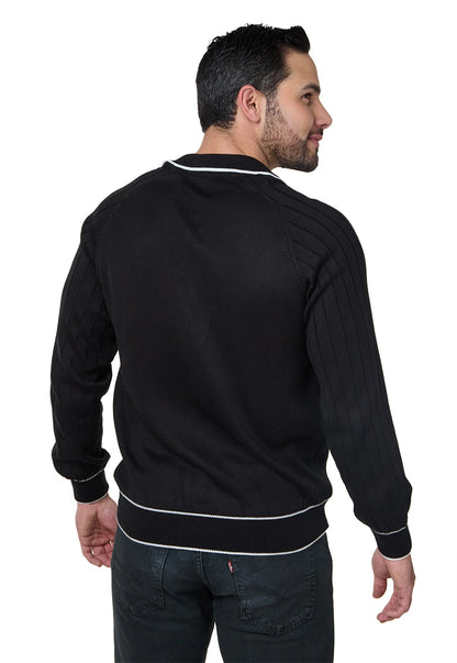 Camisa tipo polo para hombre, manga larga, estilo juvenil y clásico, color gris claro, con diseño acanalado y ribete en puños.