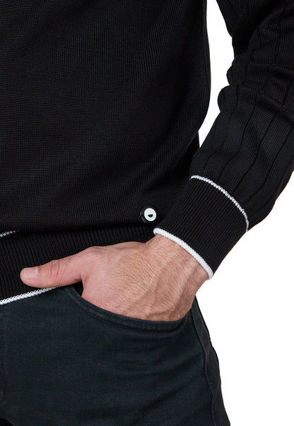 Camisa tipo polo para hombre, manga larga, estilo juvenil y clásico, color gris claro, con diseño acanalado y ribete en puños.