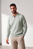 Camisero Nexo Giive verde tejido con cuello camisero, cierre frontal de cremallera y manga larga.