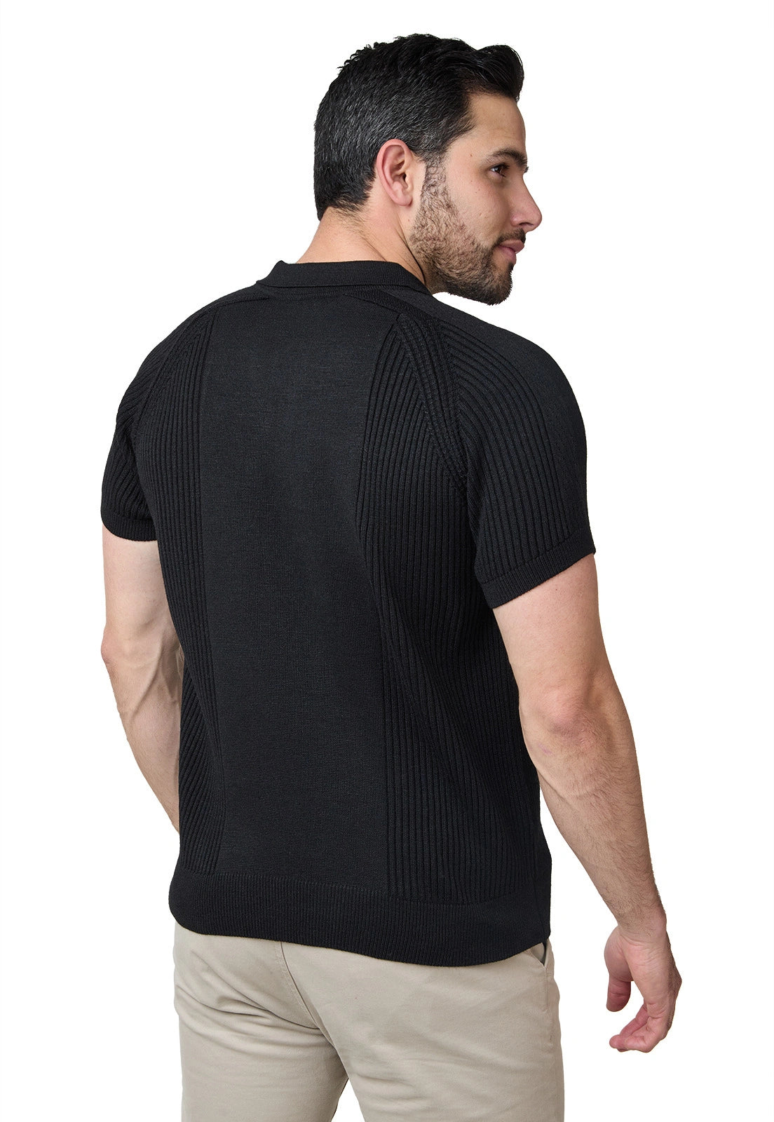 Camiseta Timothee estilo polo de mangas cortas, con cremallera y detalles acanalados para hombre, marca Giive.