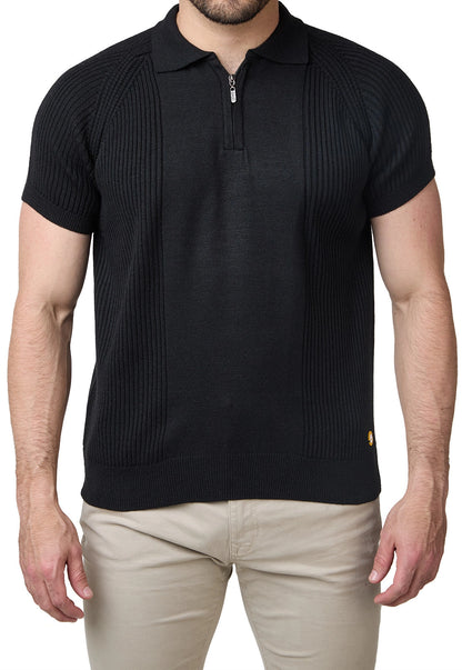 Camiseta Timothee estilo polo de mangas cortas, con cremallera y detalles acanalados para hombre, marca Giive.