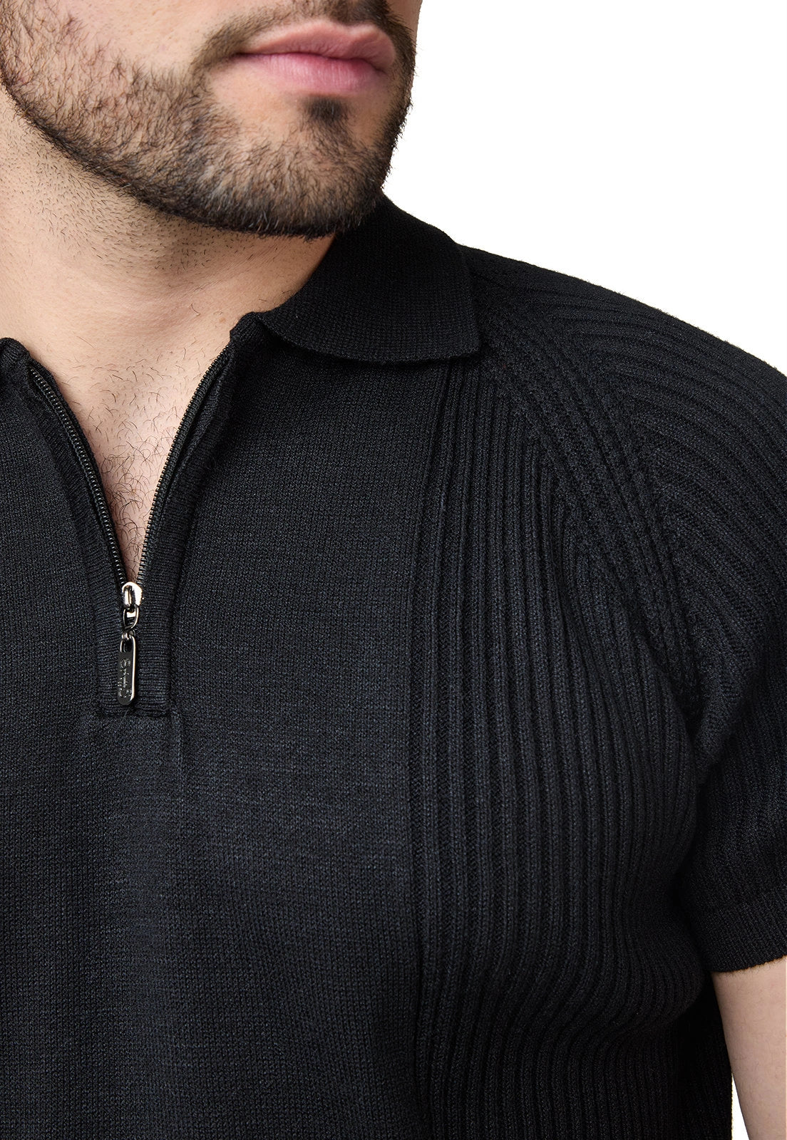 Camiseta Timothee estilo polo de mangas cortas, con cremallera y detalles acanalados para hombre, marca Giive.