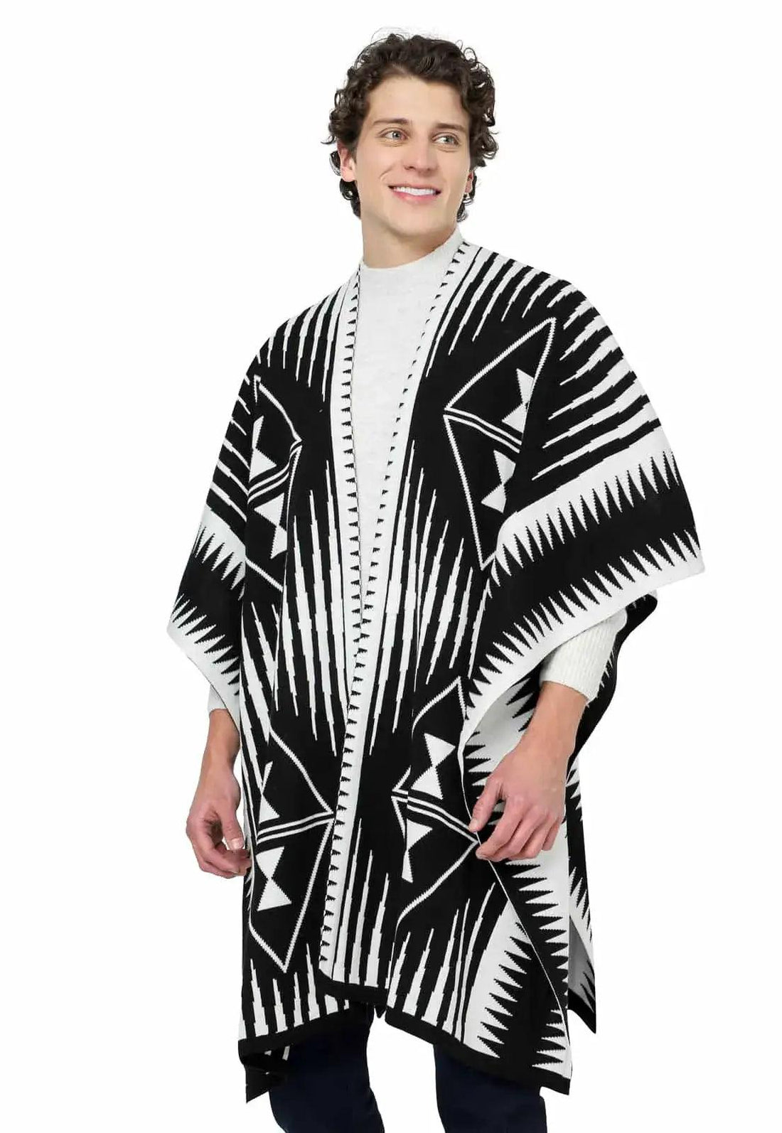 Ruana Larga Etnica 2 Colores Doble Faz - Giive