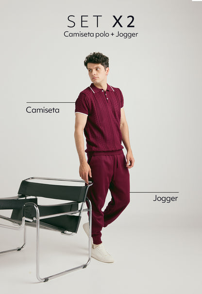 Set Camiseta Polo Cuadros 3 Botones para Hombre - Diseño Clásico de Giive y  Pantalón tipo jogger para hombre, tejido en hilo, con bolsillos laterales y cintura elástica ajustable.