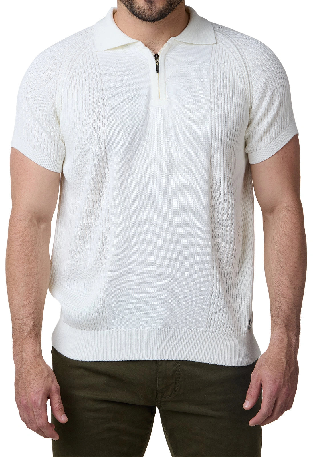 Camiseta Timothee estilo polo de mangas cortas, con cremallera y detalles acanalados para hombre, marca Giive.