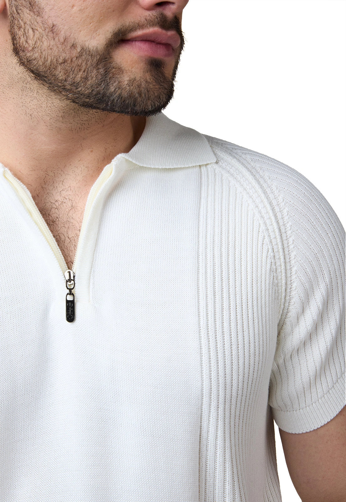 Camiseta Timothee estilo polo de mangas cortas, con cremallera y detalles acanalados para hombre, marca Giive.