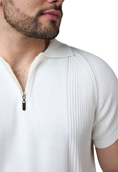 Camiseta Timothee estilo polo de mangas cortas, con cremallera y detalles acanalados para hombre, marca Giive.