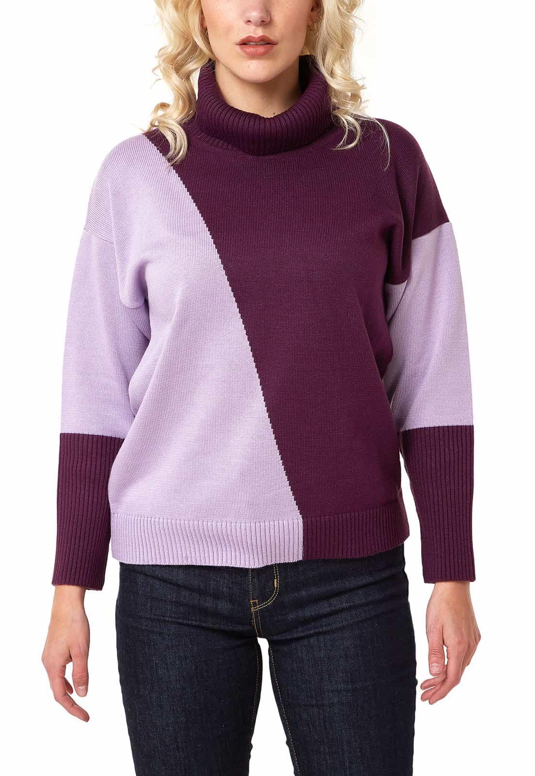 Saco intarsia diagonal cuello tortuga - Giive Giive