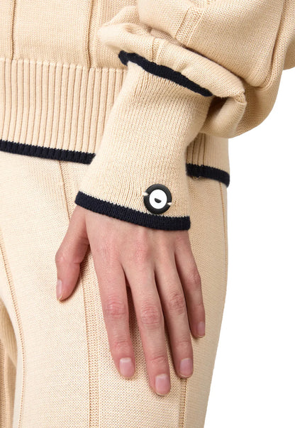 Pantalón Tiffany de tejido acanalado con bota ancha y cordón de ajuste, para mujer, de corte suelto y juvenil.