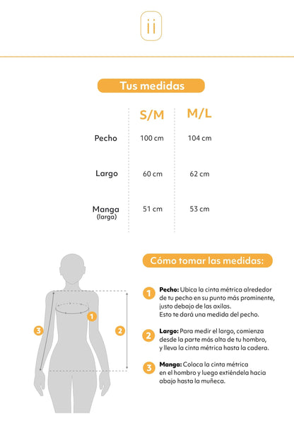 Tabla de tallas saco Ashley