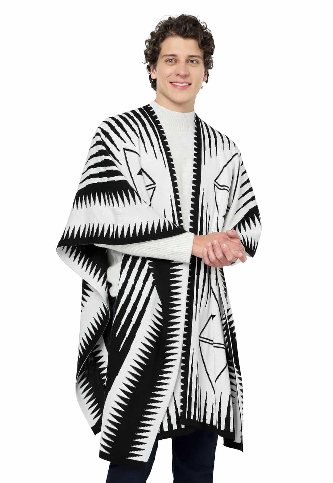 Ruana Larga Etnica 2 Colores Doble Faz - Prendas de vestir - Giive Giive
