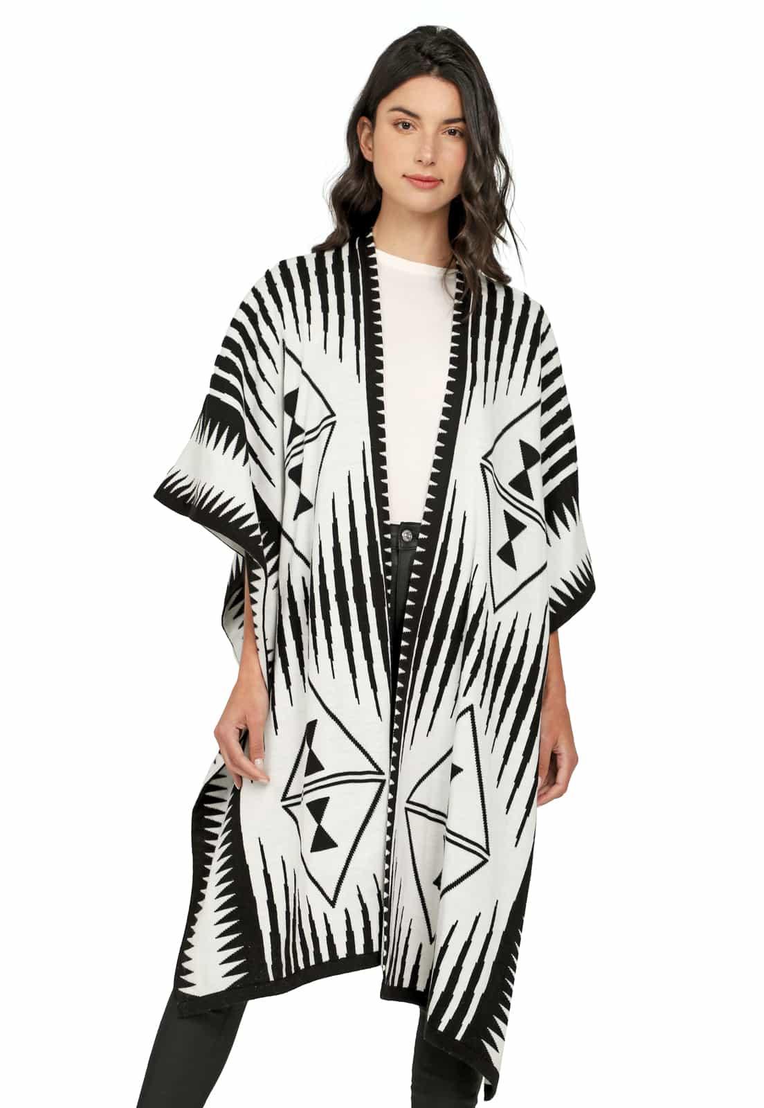 Ruana Larga Etnica 2 Colores Doble Faz - Prendas de vestir - Giive Giive