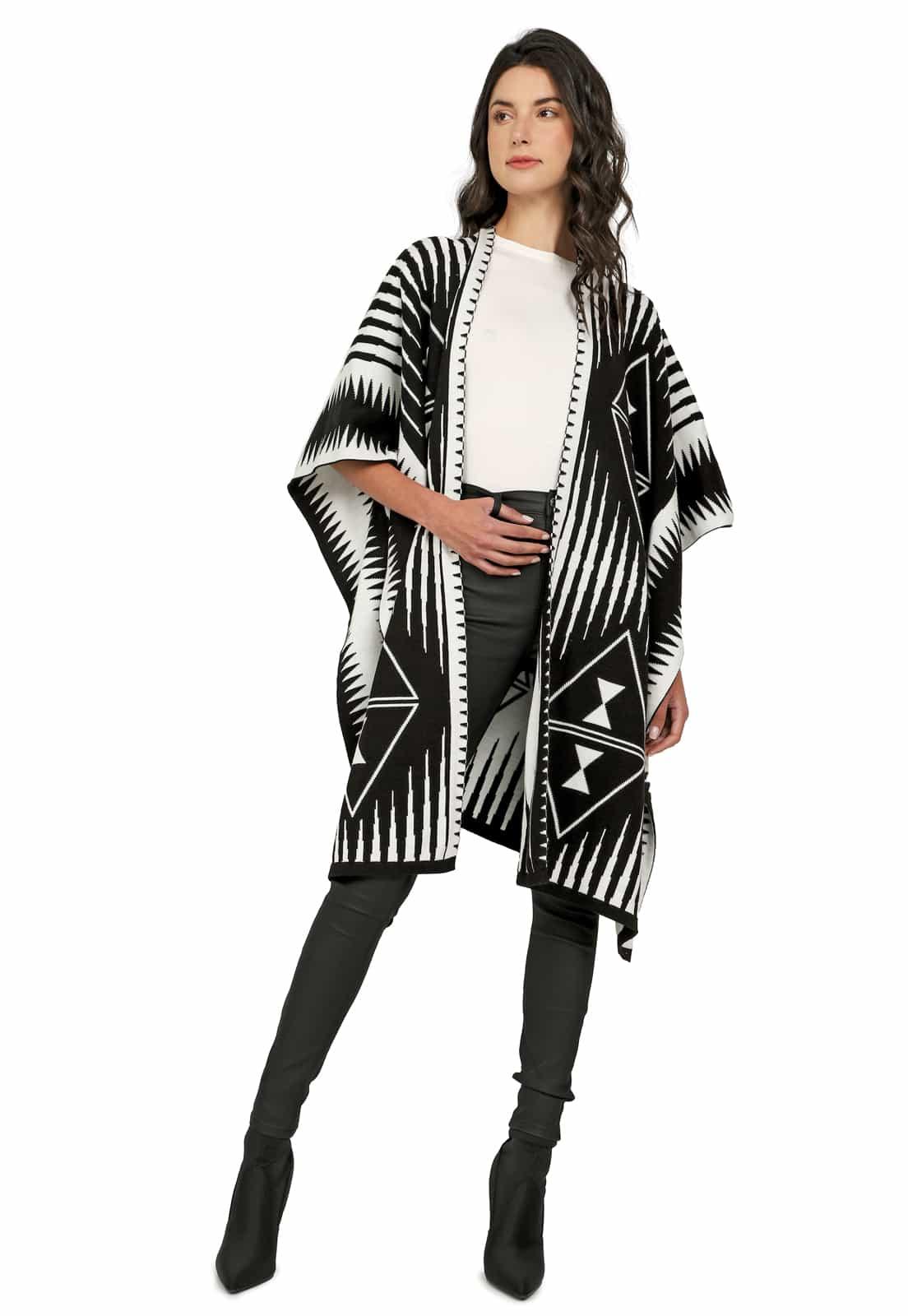 Ruana Larga Etnica 2 Colores Doble Faz - Prendas de vestir - Giive Giive