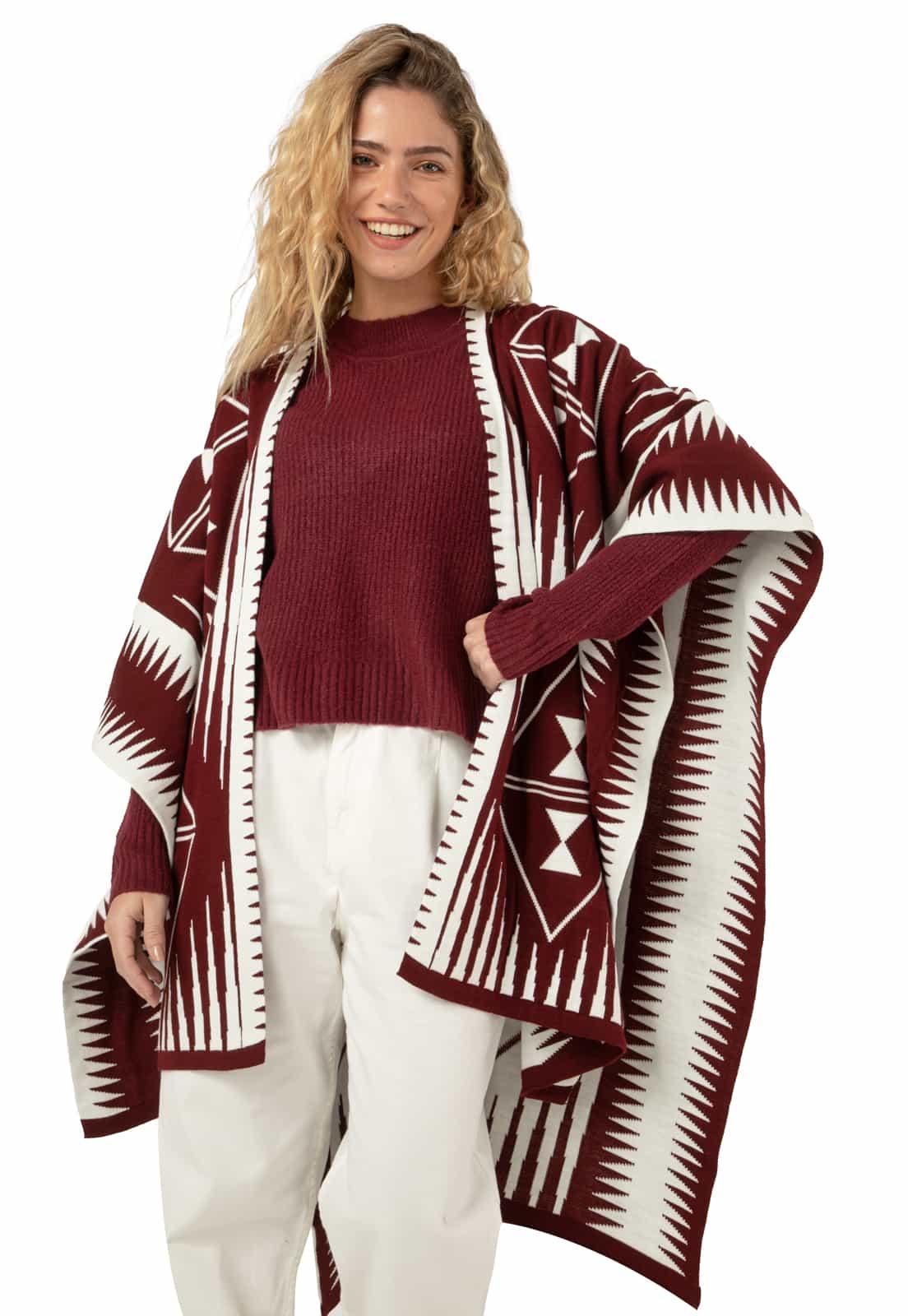 Ruana Larga Etnica 2 Colores Doble Faz - Prendas de vestir - Giive Giive