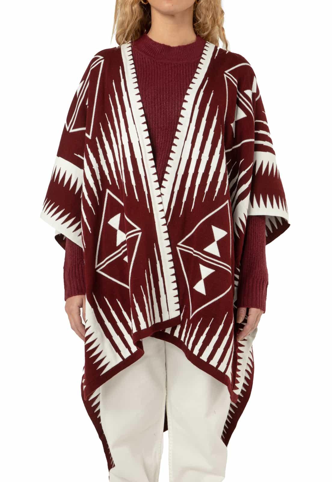 Ruana Larga Etnica 2 Colores Doble Faz - Prendas de vestir - Giive Giive