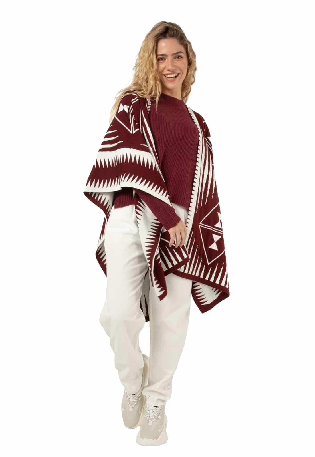 Ruana Larga Etnica 2 Colores Doble Faz - Prendas de vestir - Giive Giive