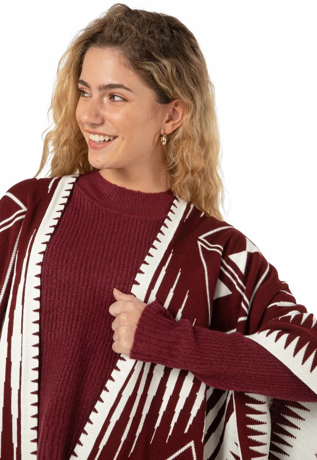 Ruana Larga Etnica 2 Colores Doble Faz - Prendas de vestir - Giive Giive