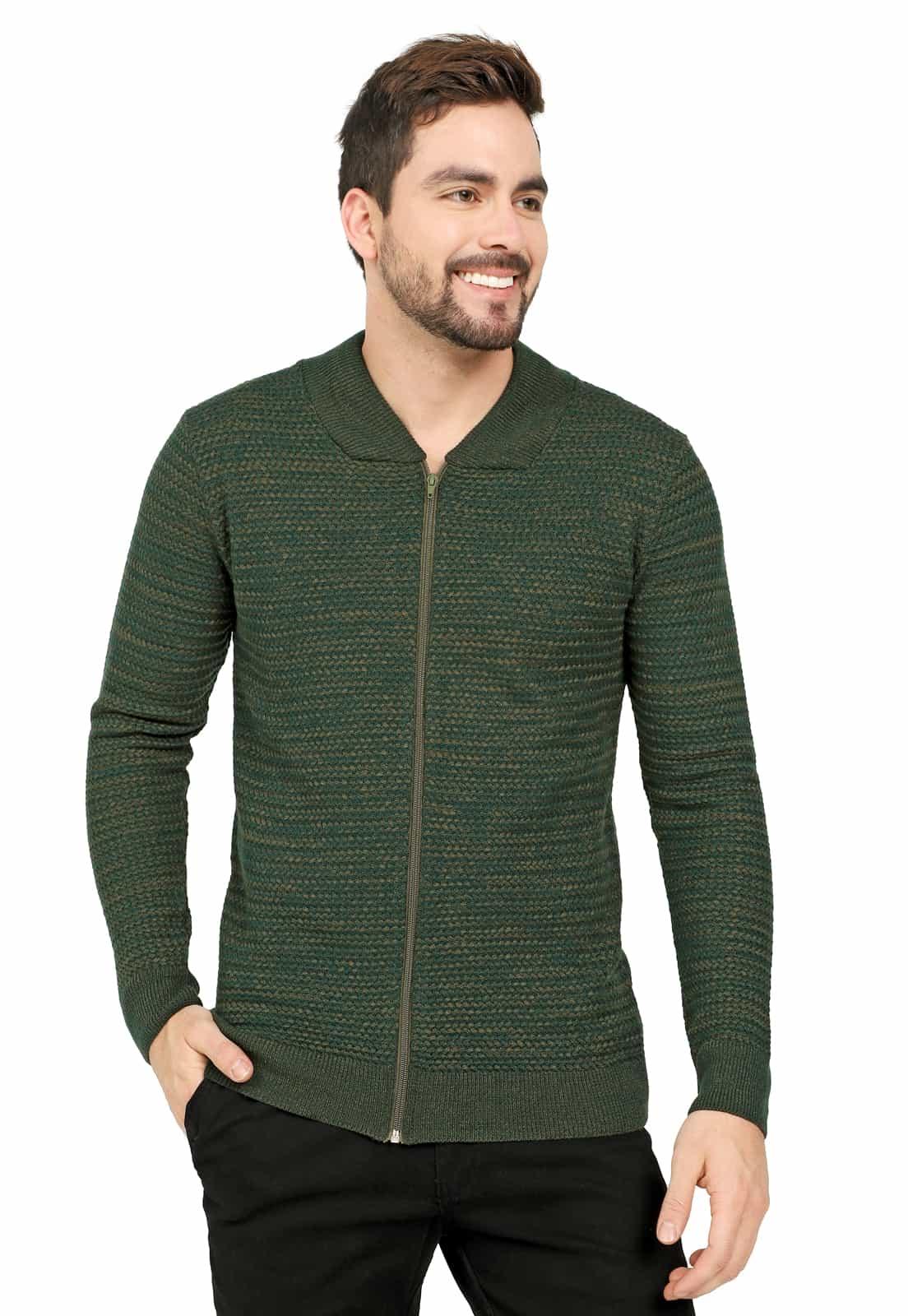 Chaqueta Cuello Beisbolero Tejido Lazo Matizado - Prendas de vestir - Giive Giive