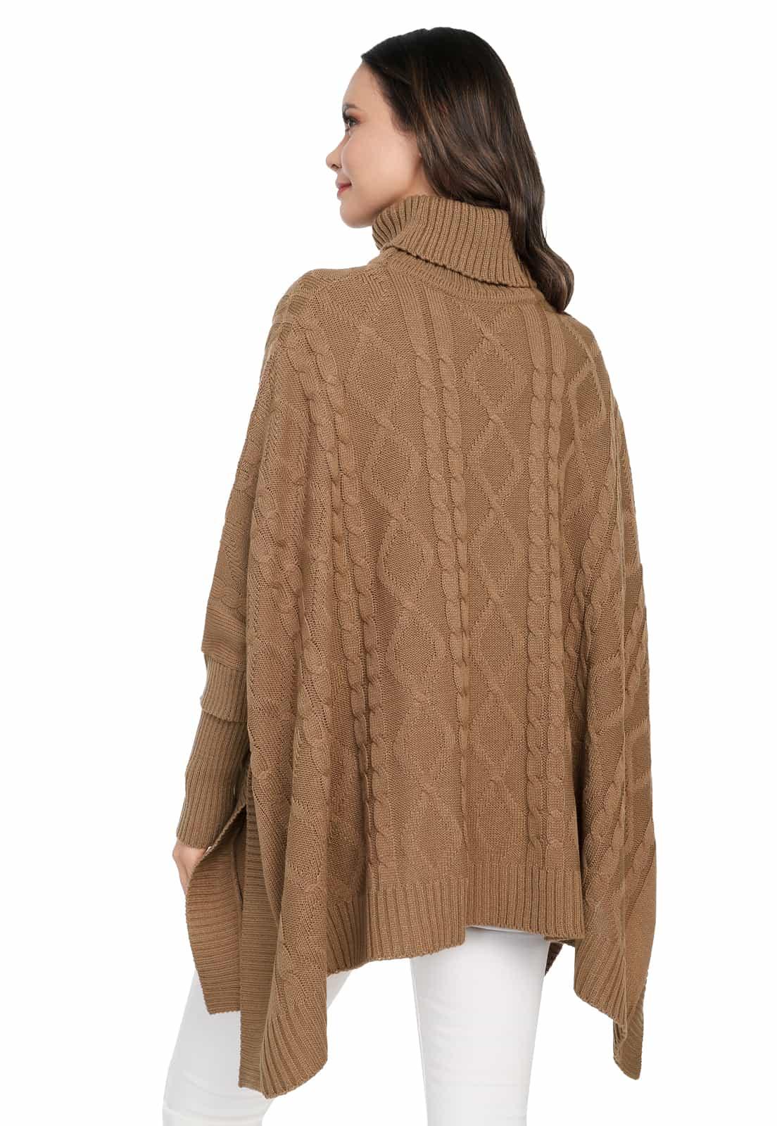 Ruana Mangas Trenza Rombos Cuello Tortuga - Prendas de vestir - Giive Giive