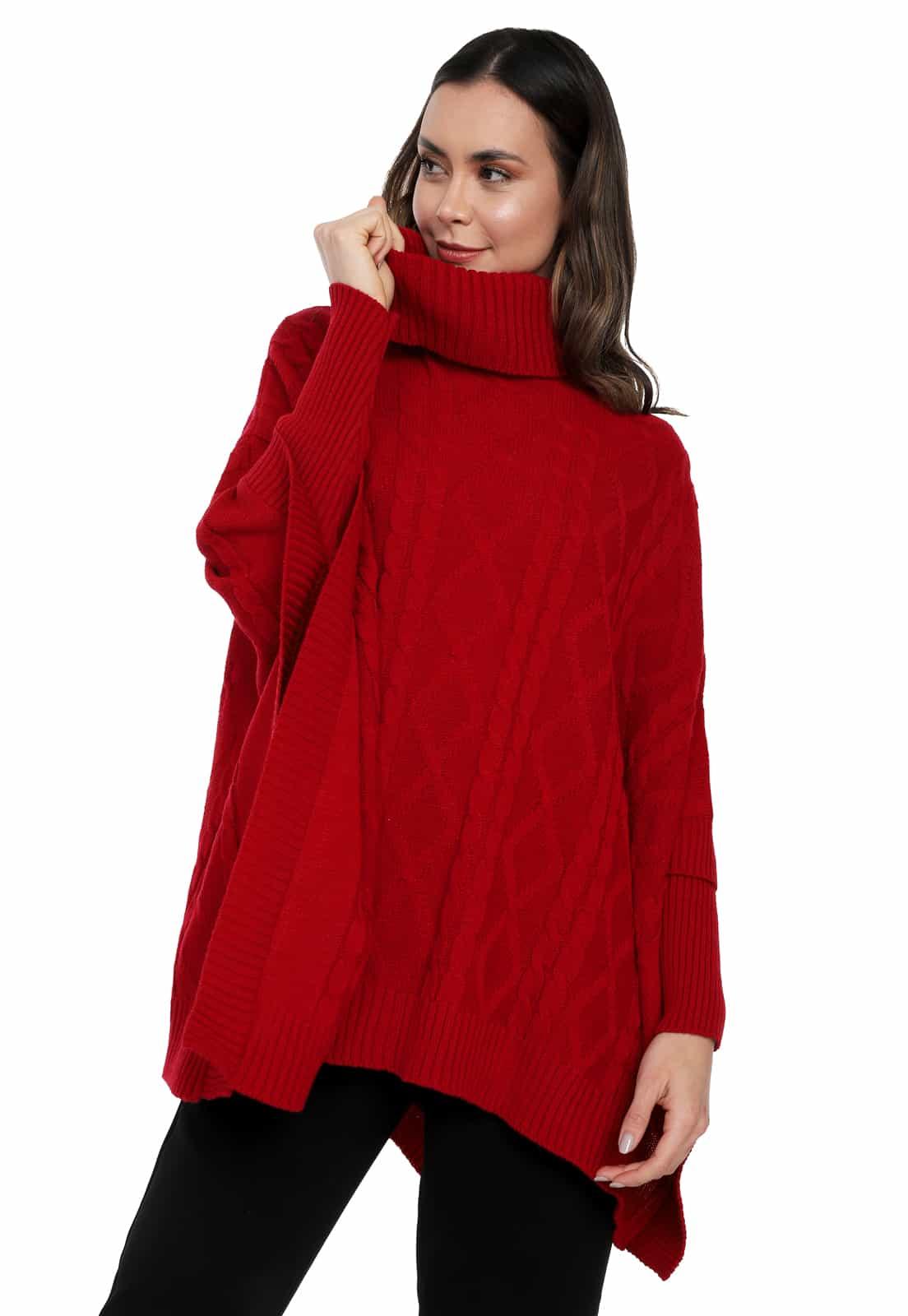 Ruana Mangas Trenza Rombos Cuello Tortuga - Prendas de vestir - Giive Giive
