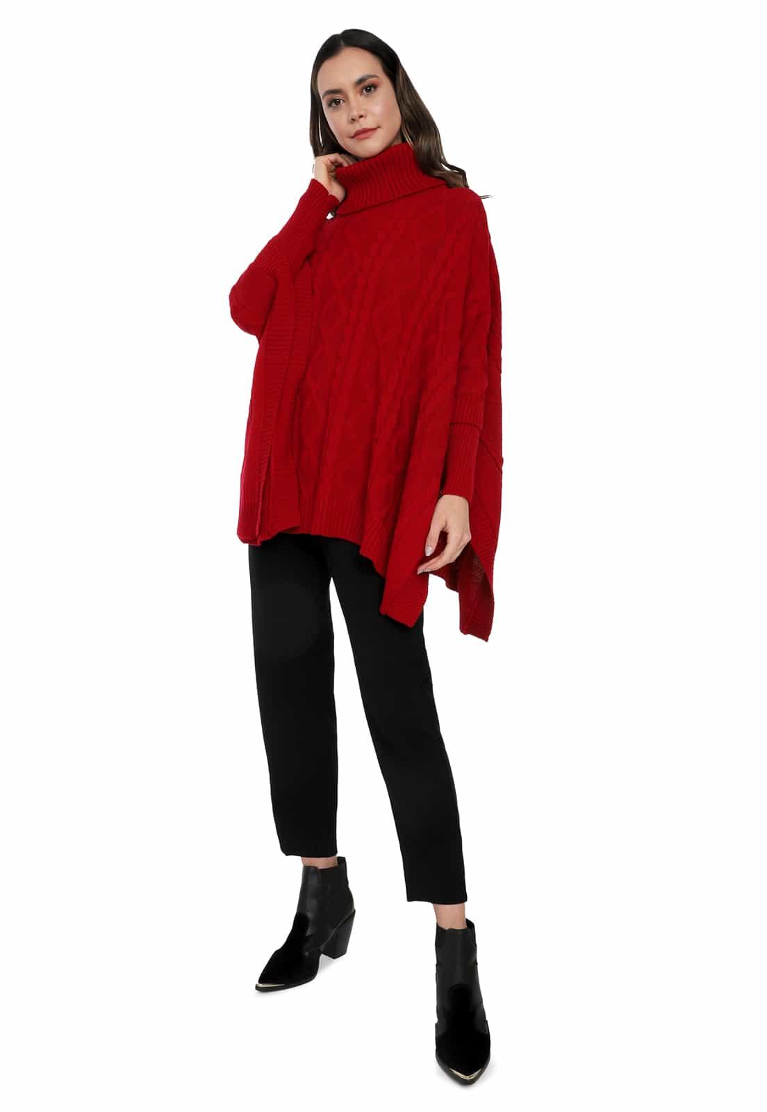 Ruana Mangas Trenza Rombos Cuello Tortuga - Prendas de vestir - Giive Giive