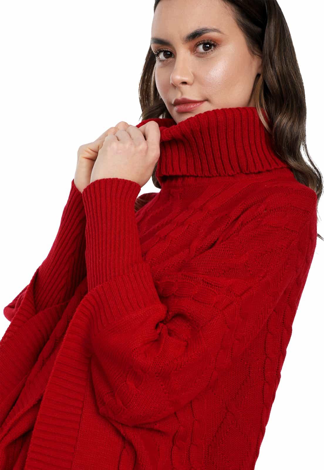Ruana Mangas Trenza Rombos Cuello Tortuga - Prendas de vestir - Giive Giive