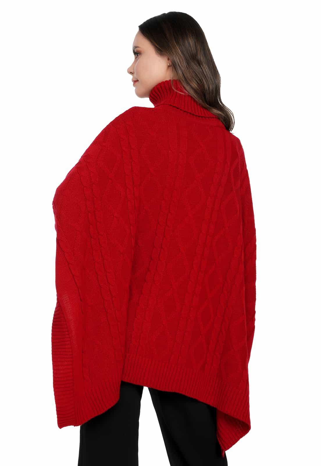 Ruana Mangas Trenza Rombos Cuello Tortuga - Prendas de vestir - Giive Giive